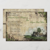 Kerk Green Vintage bruiloft uitnodiging (Voorkant / Achterkant)