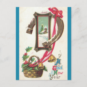 Kerk Holly Hoefijzer en Bells Nieuwjaar Briefkaart