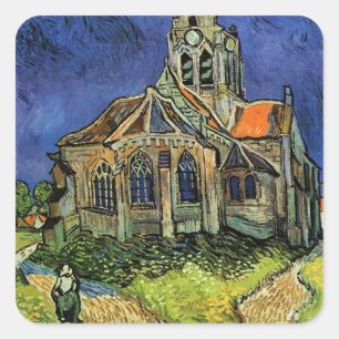 Kerk in Auvers-sur-Oise door Vincent van Gogh Vierkante Sticker