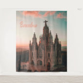 Kerk in Barcelona Spanje Wandkleed (Voorkant)