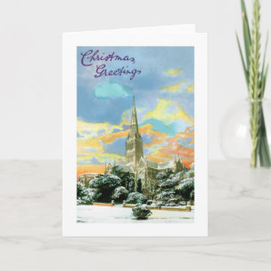 Kerk in de sneeuw feestdagen kaart