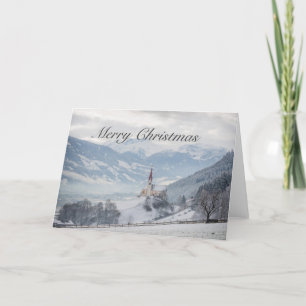 Kerk in de sneeuwkerstkaart feestdagen kaart