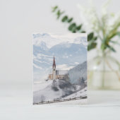 Kerk in een alpenwinterlandschap briefkaart (Staand voorkant)