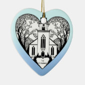Kerk in een hart -  versiering keramisch ornament (Rechts)