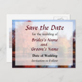 Kerk in het najaar Save the Date Aankondigingskaart (Voorkant / Achterkant)