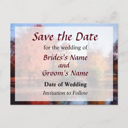 Kerk in het najaar Save the Date Aankondigingskaart (Voorkant)