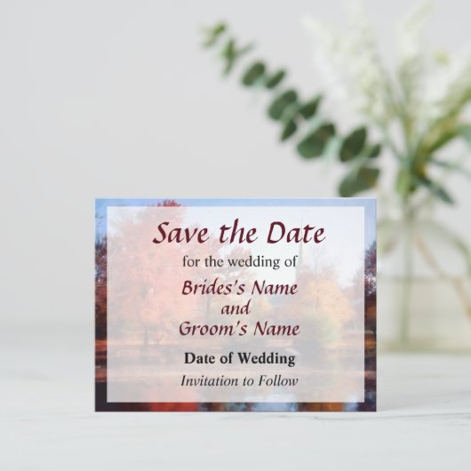 Kerk in het najaar Save the Date Aankondigingskaart (Staand voorkant)