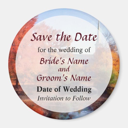 Kerk in het najaar Save the Date Magneet (Voorkant)