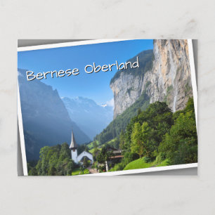 Kerk in Lauterbrunnen vallei, Zwitserland Briefkaart