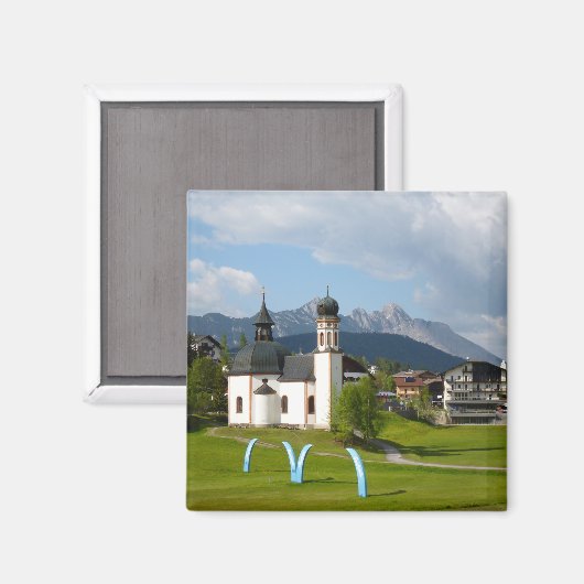 Kerk in Seefeld, Oostenrijk magneet (Voorkant / Achterkant)