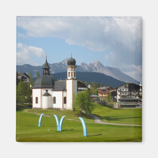 Kerk in Seefeld, Oostenrijk magneet (Voorkant)