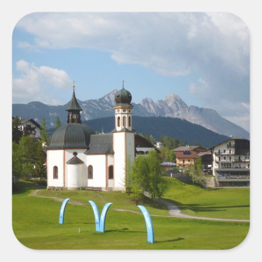 Kerk in Seefeld, Oostenrijk sticker (Voorkant)