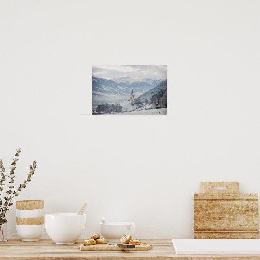 Kerk in Zillertal in het winterse poster (Keuken)