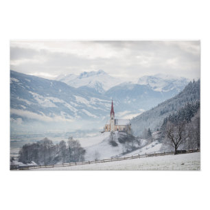 Kerk in Zillertal in winterfotoafdrukken Foto Afdruk