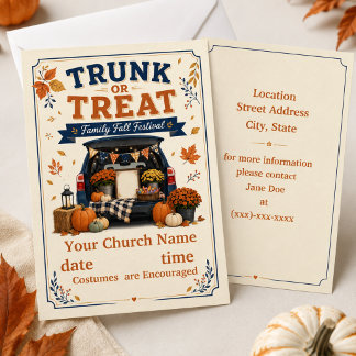 Kerk Koffer of Behandel Herfst Festival Kaart