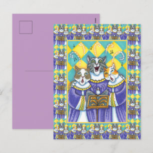 KERK KOOR KATTEN & MUIS ZINGEN KERSTLIEDJES FEESTDAGENKAART