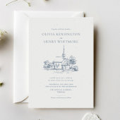 Kerk locatie schets minimalistische bruiloft uitno kaart