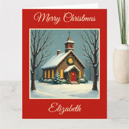  kerk met kerst kaart