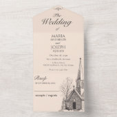  kerk minimalistische bruiloft all in one uitnodiging (Binnen)