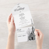 kerk minimalistische bruiloft all in one uitnodiging (Afscheurbaar)