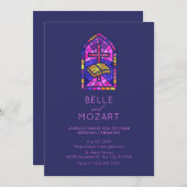 Kerk mozaïek venster kruis bijbel bruiloft ceremon kaart (Voorkant / Achterkant)