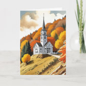 Kerk op een heuvel in de herfst kaart (Voorkant)