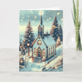  kerk op een winterse kerstdag kaart (Voorkant)