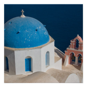 Kerk op het eiland Santorini, Griekenland Perfect Poster