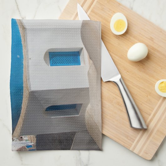 Kerk op het eiland Santorini, Griekenland Theedoek (Quarter Fold)