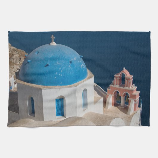 Kerk op het eiland Santorini, Griekenland Theedoek (Horizontaal)
