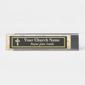 Kerk Pastoor Goud En Zwart Bureau Naambordje (Voorkant)