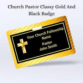 Kerk Pastoor Klasse Goud en Zwart  Badge