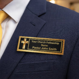 Kerk Pastoor Klasse Goud en Zwart Naambadge