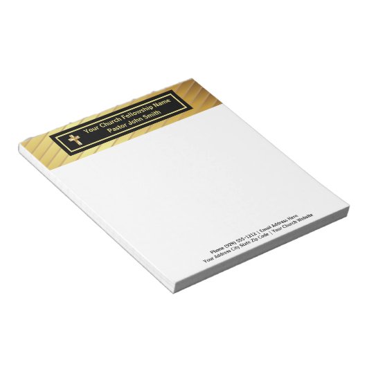 Kerk Pastoor Klasse Goud en Zwart Notitieblok (Schuin)