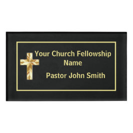 Kerk Pastor Classy Black Naambadge