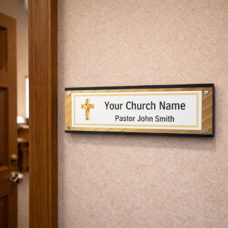 Kerk Pastor Classy Goud en Zwart Deurbordje