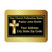 Kerk Pastor Classy Goud en Zwart Magneet (Horizontaal)