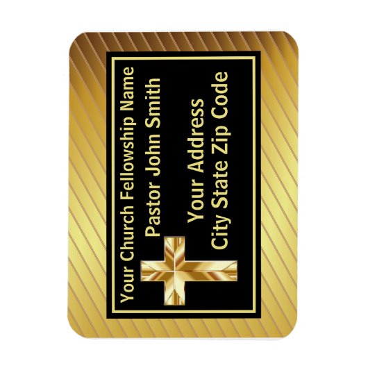 Kerk Pastor Classy Goud en Zwart Magneet (Verticaal)