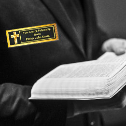 Kerk Pastor Classy Goud en Zwart Naambadge