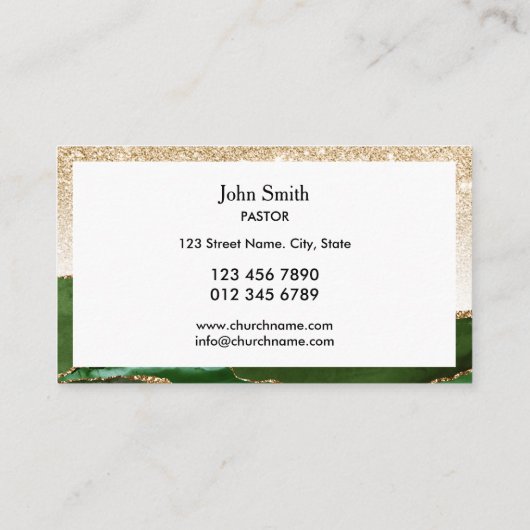 Kerk pastor diaken bisschop gouden kruis visitekaartje (Achterkant)
