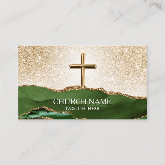 Kerk pastor diaken bisschop gouden kruis visitekaartje (Voorkant)