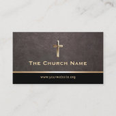 Kerk Pastor Elegant Leer Goud Heilig Kruis Visitekaartje (Voorkant)