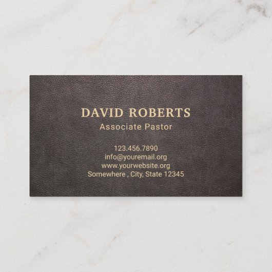 Kerk Pastor Modern Lederen Goud Heilig Kruis Visitekaartje (Achterkant)