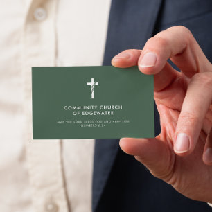 Kerk Pastor Modern Minimal Cross Faith Groen Visitekaartje