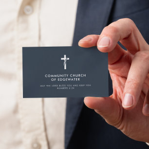 Kerk Pastor Modern Minimal Cross Faith Navy Visitekaartje