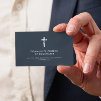 Kerk Pastor Modern Minimal Cross Faith Navy Visitekaartje