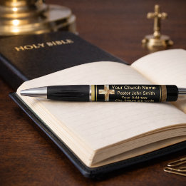 Kerk Pastorklas Goud en Zwart  Pen