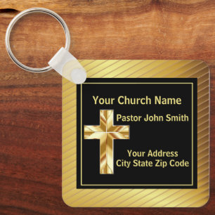 Kerk Pastorklasse Goud en Zwart  Sleutelhanger