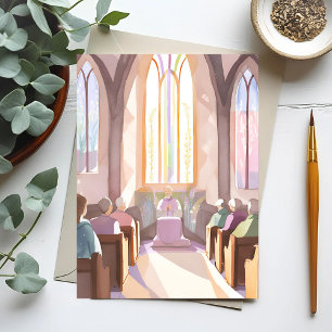 Kerk Religieus Aquarel Vakantiegebed Briefkaart