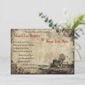  kerk rode vintage huwelijksuitnodiging kaart (Staand voorkant)